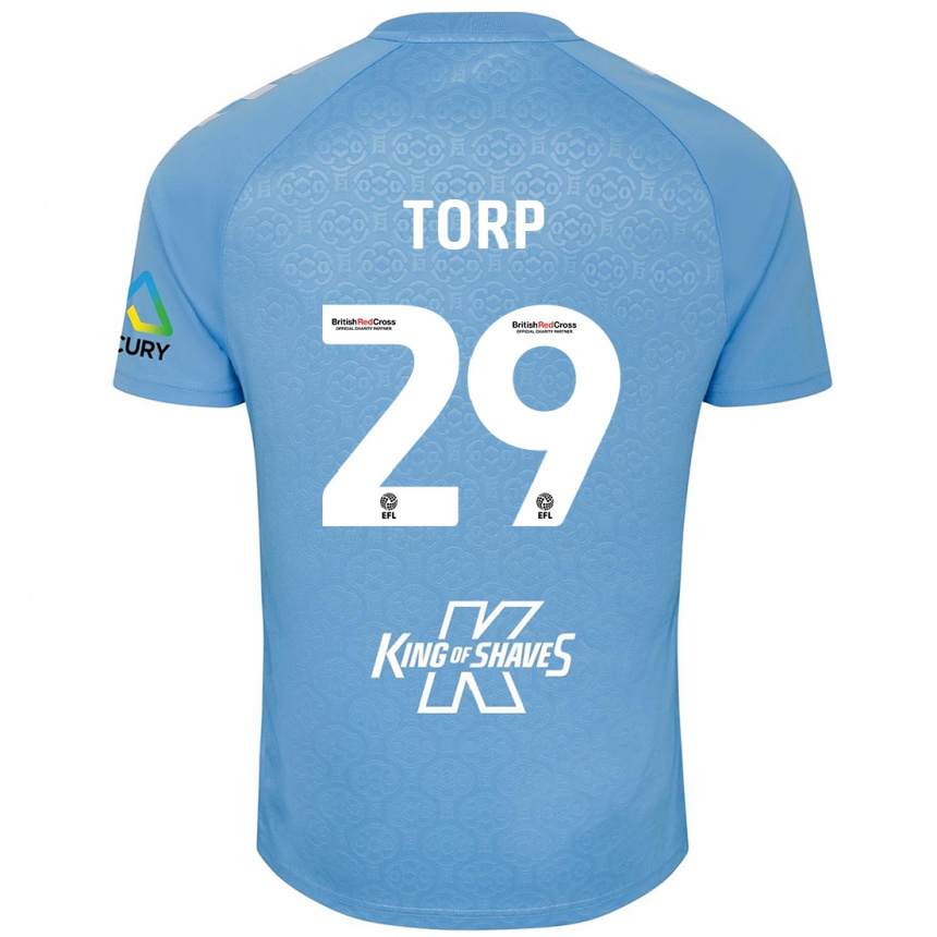 Niño Fútbol Camiseta Victor Torp #29 Azul Blanco 1ª Equipación 2024/25 Argentina