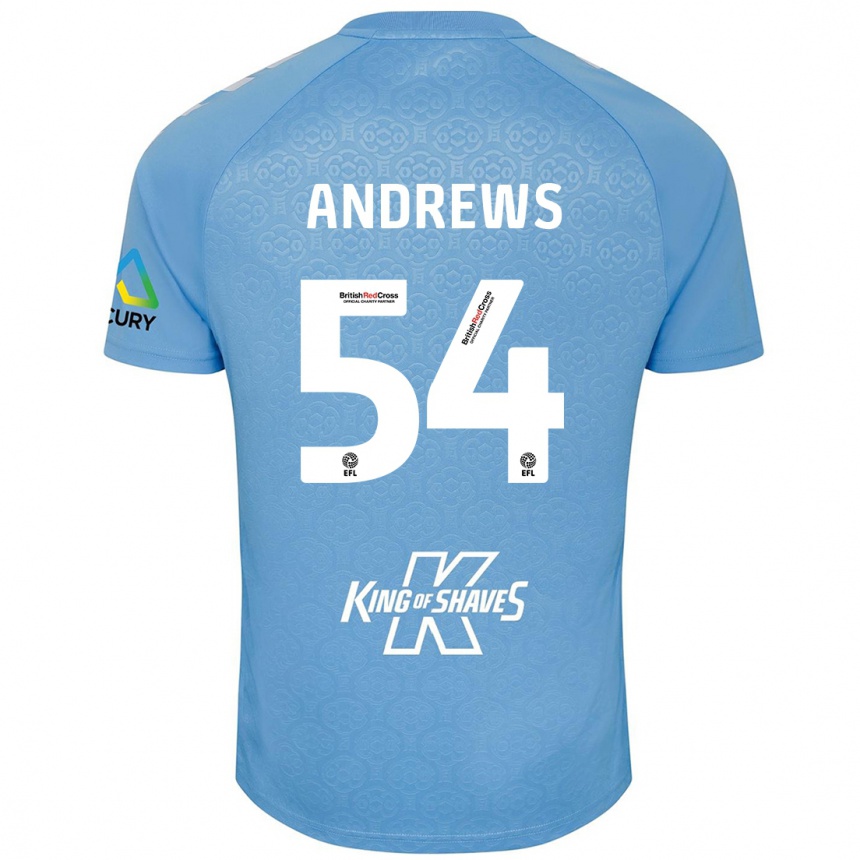 Niño Fútbol Camiseta Kai Andrews #54 Azul Blanco 1ª Equipación 2024/25 Argentina