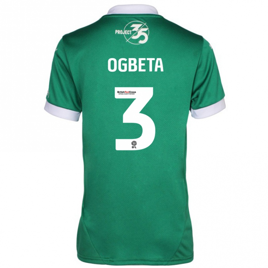 Niño Fútbol Camiseta Nathanael Ogbeta #3 Verde Blanco 1ª Equipación 2024/25 Argentina