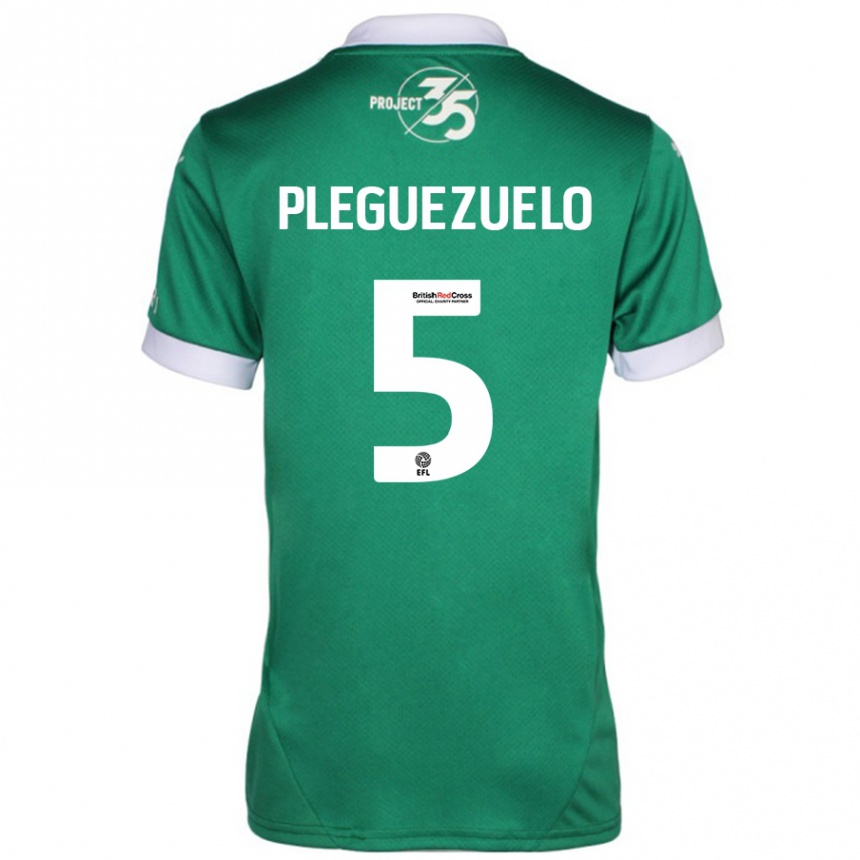 Niño Fútbol Camiseta Julio Pleguezuelo #5 Verde Blanco 1ª Equipación 2024/25 Argentina