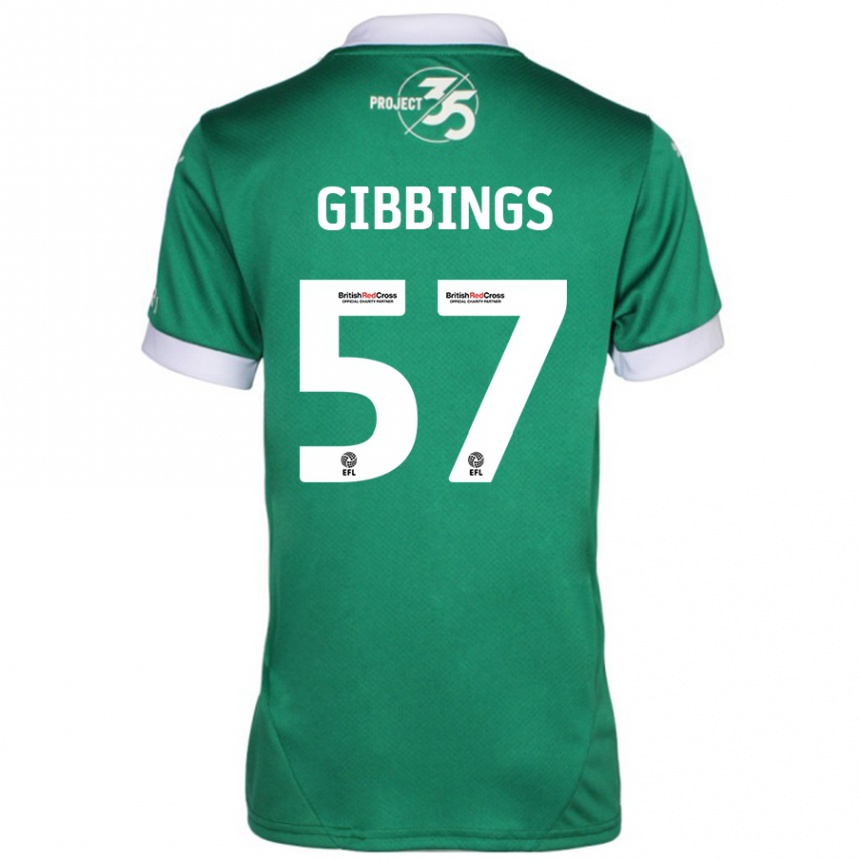 Niño Fútbol Camiseta Cole Gibbings #57 Verde Blanco 1ª Equipación 2024/25 Argentina