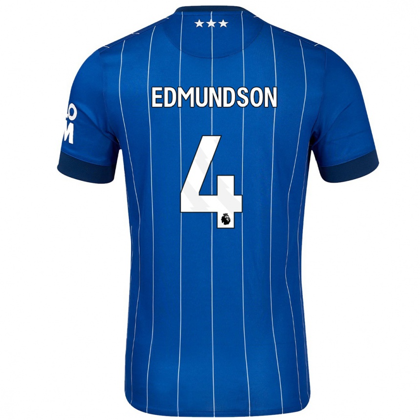 Niño Fútbol Camiseta George Edmundson #4 Azul Marino 1ª Equipación 2024/25 Argentina