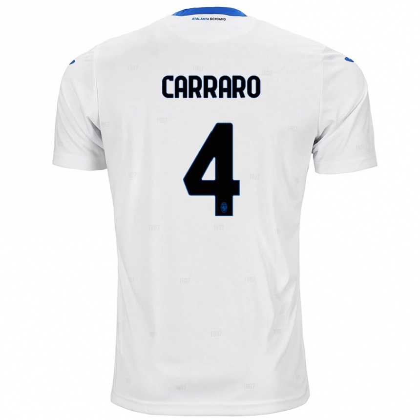 Niño Fútbol Camiseta Marco Carraro #4 Blanco 2ª Equipación 2024/25 Argentina