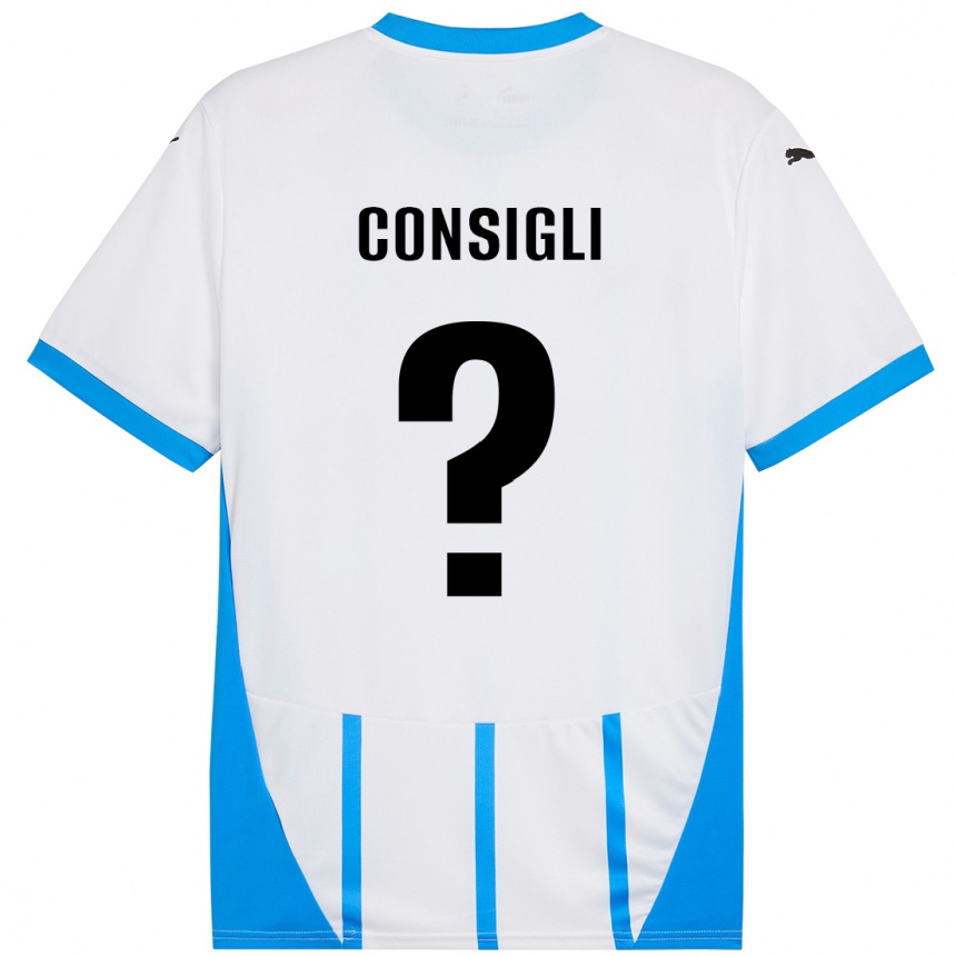 Niño Fútbol Camiseta Andrea Consigli #0 Blanco Azul 2ª Equipación 2024/25 Argentina