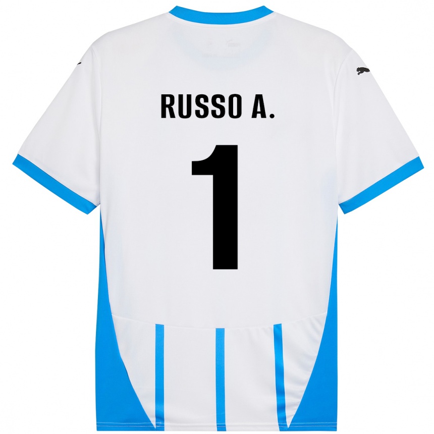 Niño Fútbol Camiseta Alessandro Russo #1 Blanco Azul 2ª Equipación 2024/25 Argentina