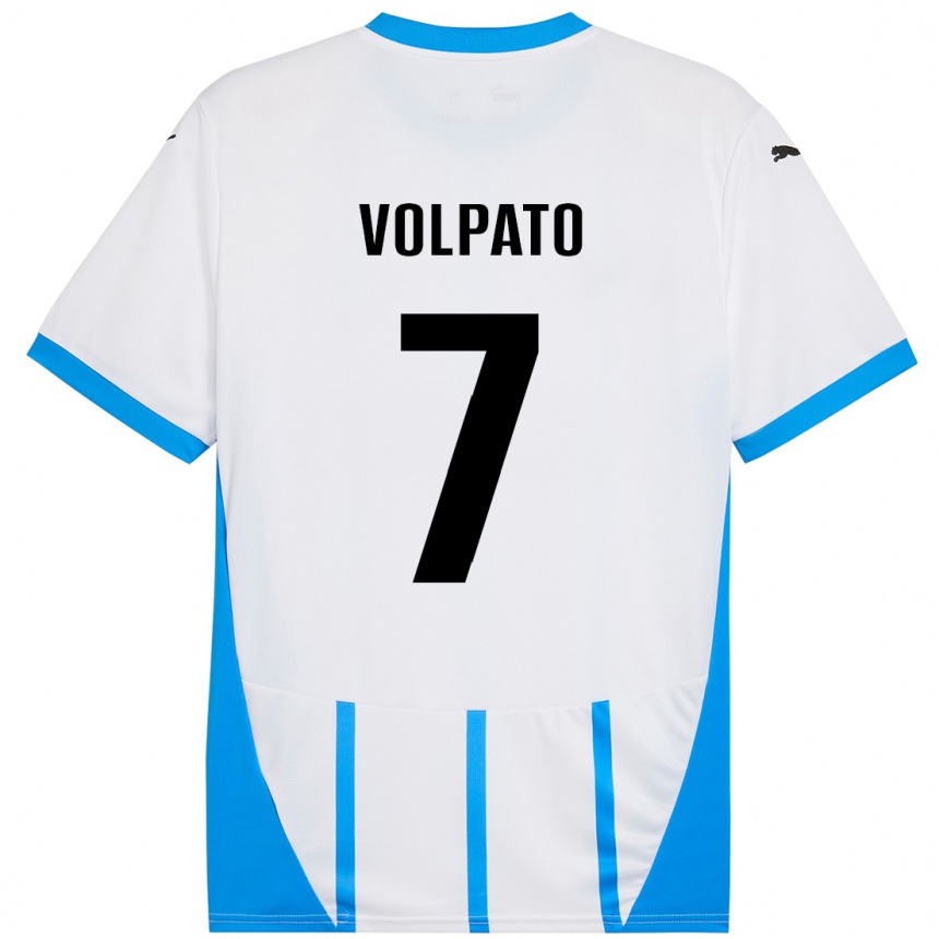 Niño Fútbol Camiseta Cristian Volpato #7 Blanco Azul 2ª Equipación 2024/25 Argentina