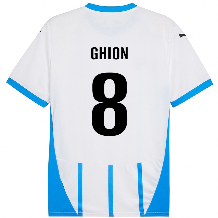 Niño Fútbol Camiseta Andrea Ghion #8 Blanco Azul 2ª Equipación 2024/25 Argentina