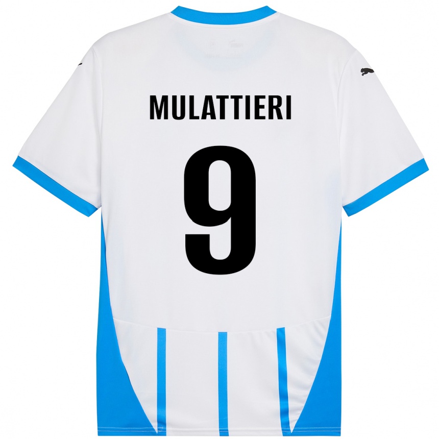 Niño Fútbol Camiseta Samuele Mulattieri #9 Blanco Azul 2ª Equipación 2024/25 Argentina