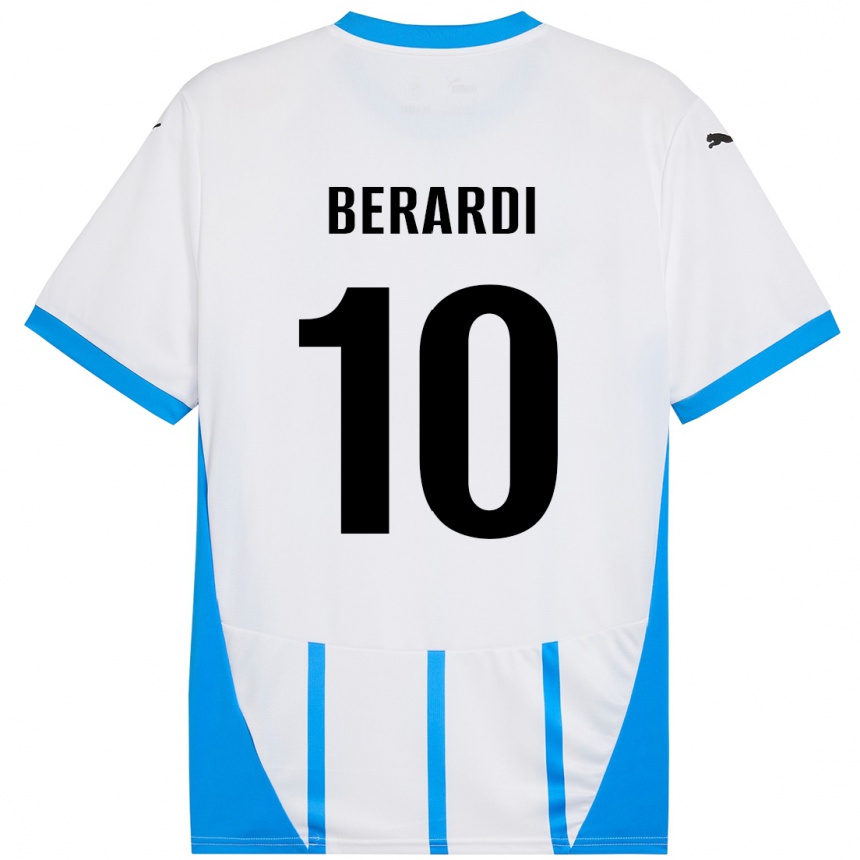 Niño Fútbol Camiseta Domenico Berardi #10 Blanco Azul 2ª Equipación 2024/25 Argentina