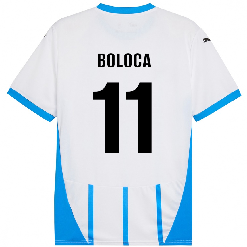 Niño Fútbol Camiseta Daniel Boloca #11 Blanco Azul 2ª Equipación 2024/25 Argentina