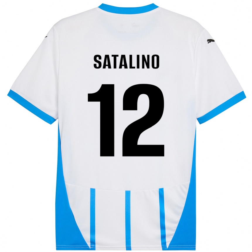 Niño Fútbol Camiseta Giacomo Satalino #12 Blanco Azul 2ª Equipación 2024/25 Argentina