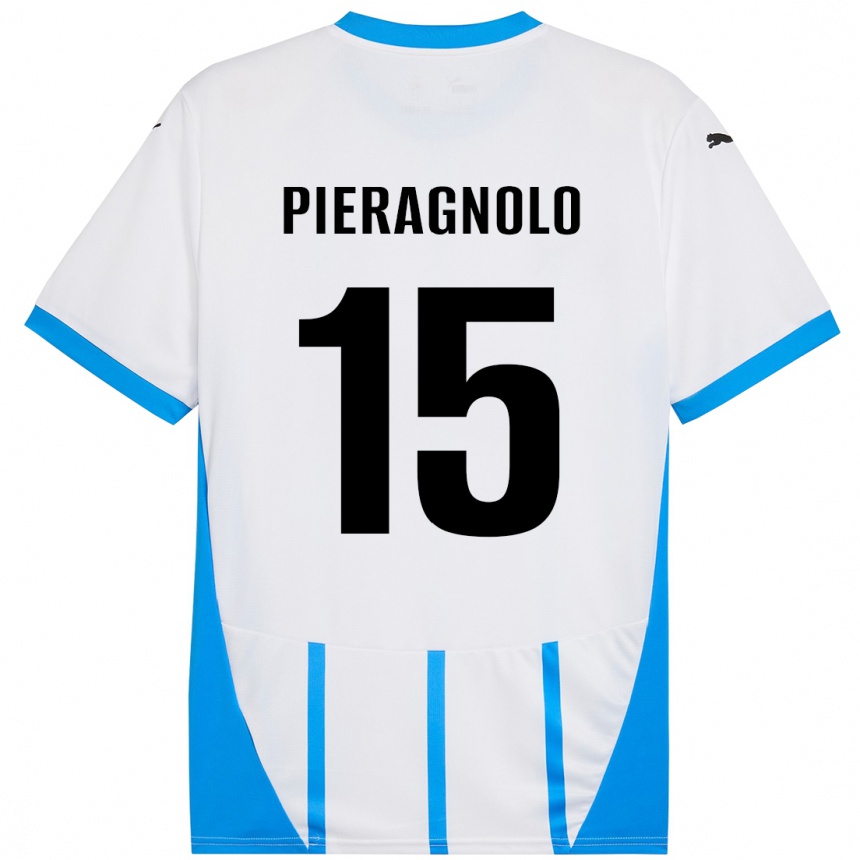 Niño Fútbol Camiseta Edoardo Pieragnolo #15 Blanco Azul 2ª Equipación 2024/25 Argentina