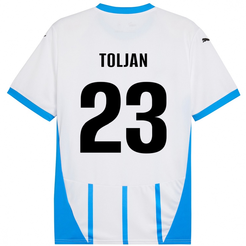 Niño Fútbol Camiseta Jeremy Toljan #23 Blanco Azul 2ª Equipación 2024/25 Argentina