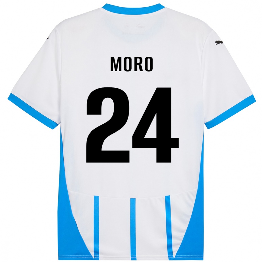 Niño Fútbol Camiseta Luca Moro #24 Blanco Azul 2ª Equipación 2024/25 Argentina