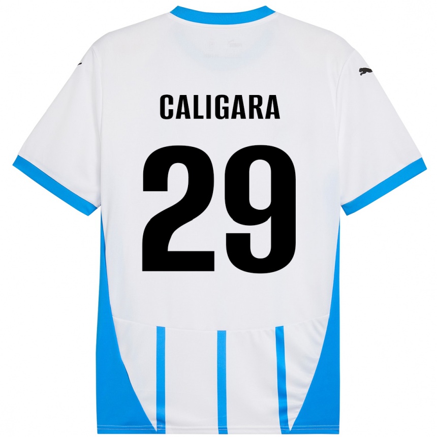 Niño Fútbol Camiseta Fabrizio Caligara #29 Blanco Azul 2ª Equipación 2024/25 Argentina