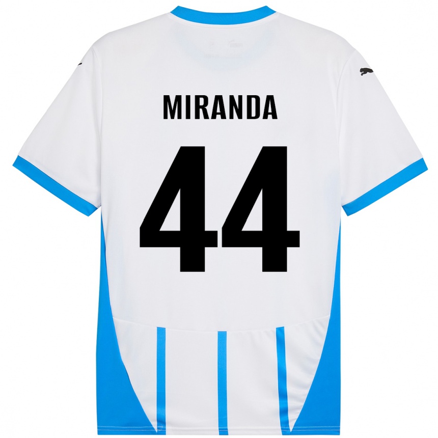 Niño Fútbol Camiseta Kevin Miranda #44 Blanco Azul 2ª Equipación 2024/25 Argentina