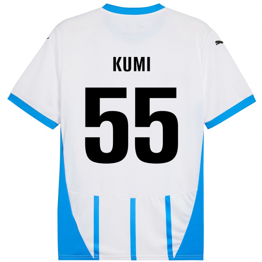 Niño Fútbol Camiseta Justin Kumi #55 Blanco Azul 2ª Equipación 2024/25 Argentina