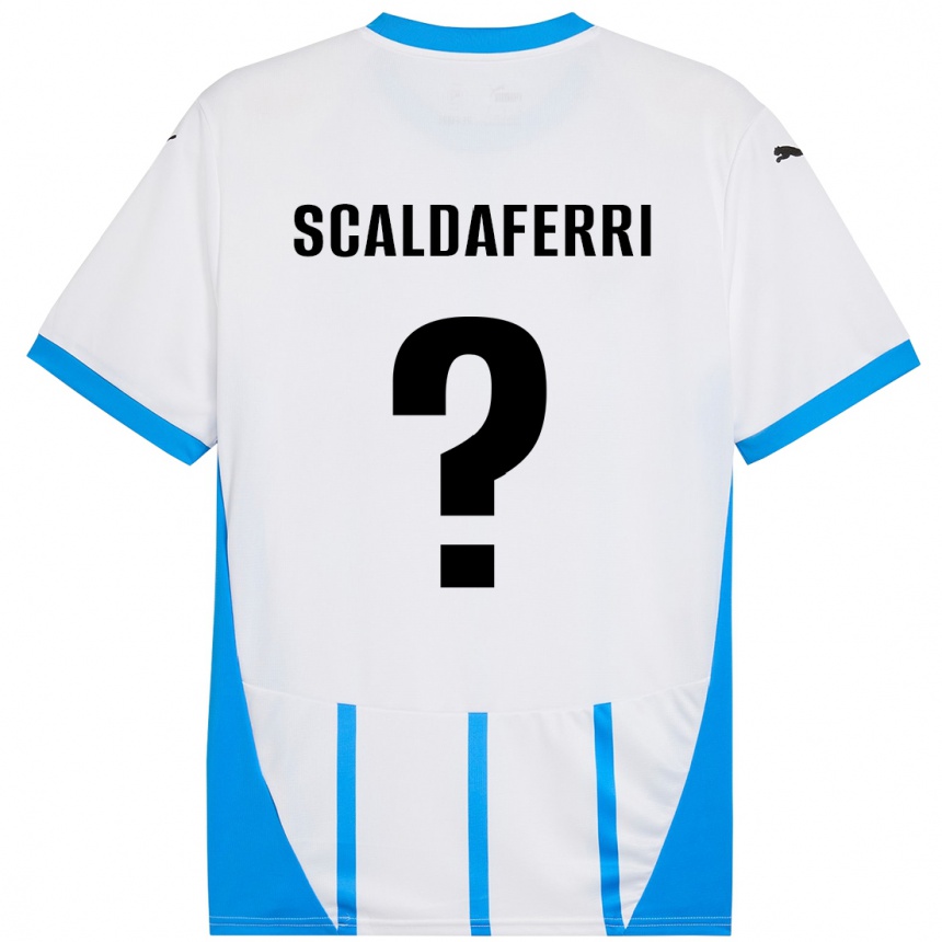 Niño Fútbol Camiseta Andrea Scaldaferri #0 Blanco Azul 2ª Equipación 2024/25 Argentina