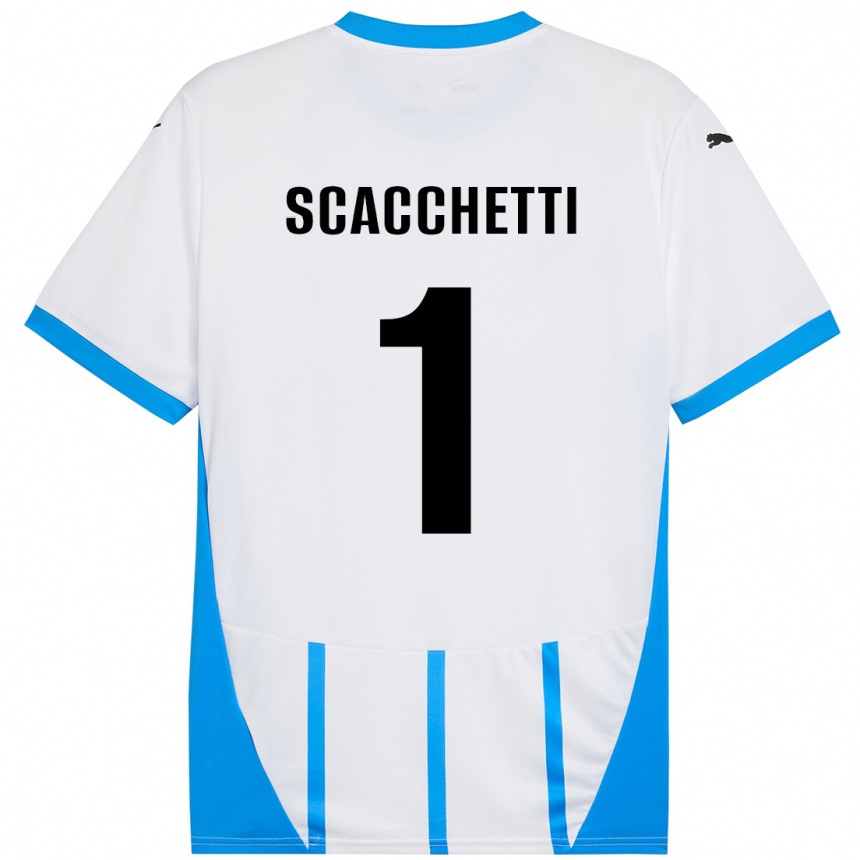 Niño Fútbol Camiseta Alessandro Scacchetti #1 Blanco Azul 2ª Equipación 2024/25 Argentina