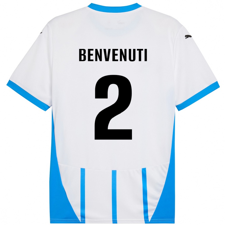 Niño Fútbol Camiseta Giacomo Benvenuti #2 Blanco Azul 2ª Equipación 2024/25 Argentina