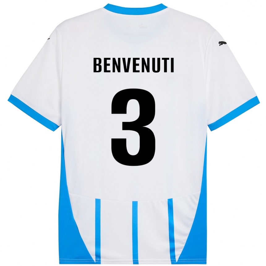 Niño Fútbol Camiseta Tommaso Benvenuti #3 Blanco Azul 2ª Equipación 2024/25 Argentina