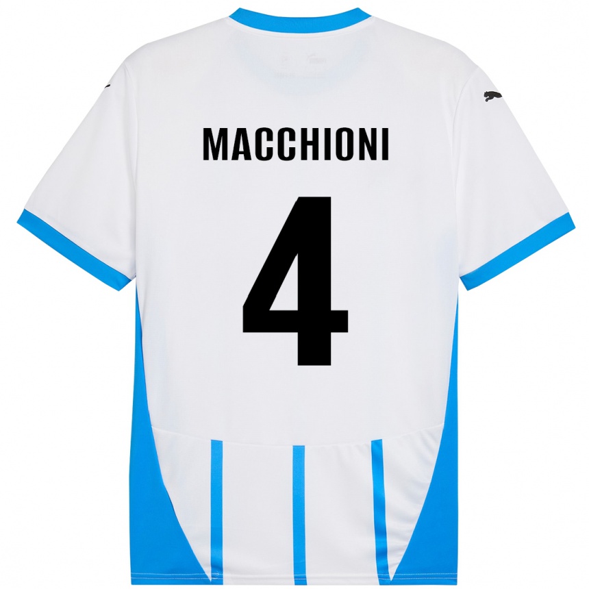 Niño Fútbol Camiseta Tommaso Macchioni #4 Blanco Azul 2ª Equipación 2024/25 Argentina