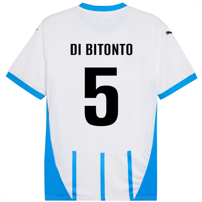 Niño Fútbol Camiseta Alessandro Di Bitonto #5 Blanco Azul 2ª Equipación 2024/25 Argentina