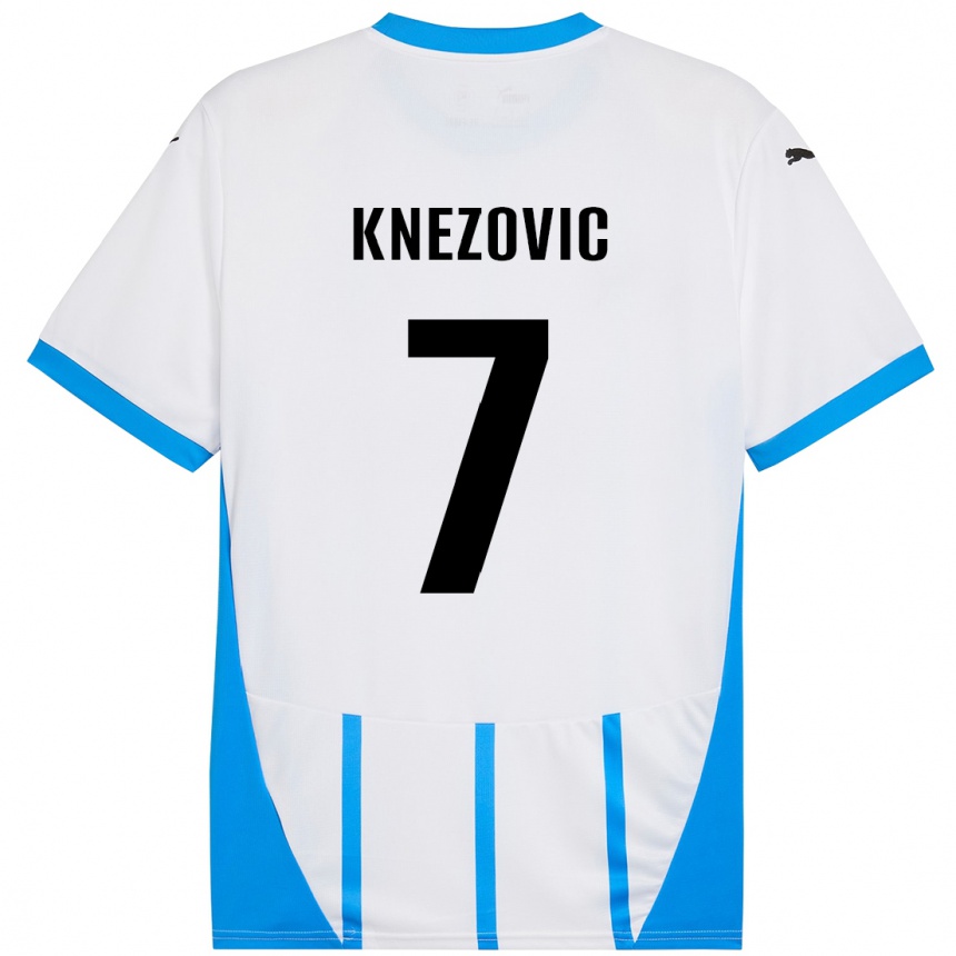 Niño Fútbol Camiseta Borna Knezovic #7 Blanco Azul 2ª Equipación 2024/25 Argentina