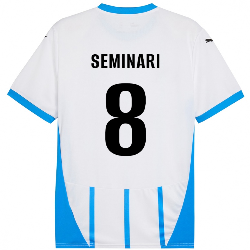 Niño Fútbol Camiseta Giacomo Seminari #8 Blanco Azul 2ª Equipación 2024/25 Argentina