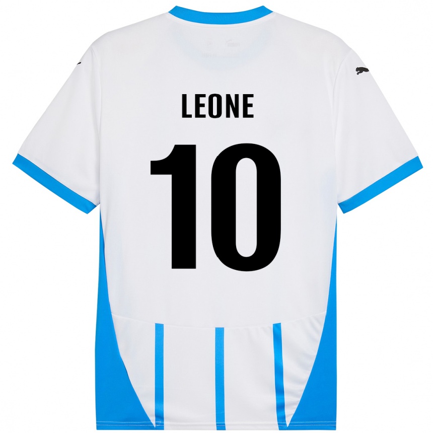 Niño Fútbol Camiseta Kevin Leone #10 Blanco Azul 2ª Equipación 2024/25 Argentina