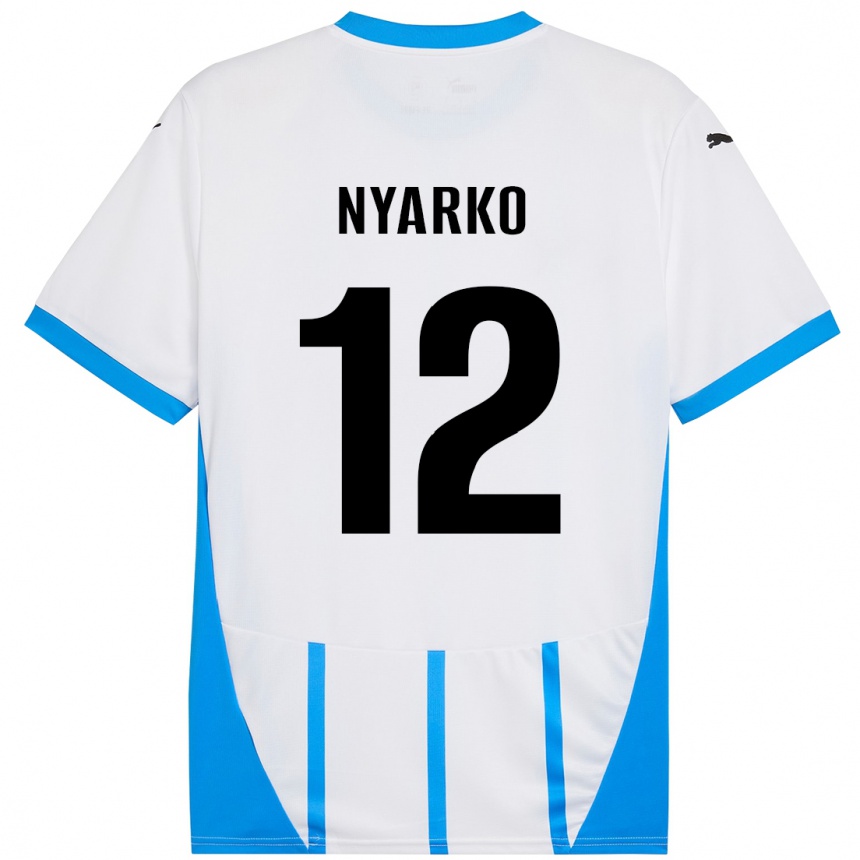 Niño Fútbol Camiseta Lorenzo Nyarko #12 Blanco Azul 2ª Equipación 2024/25 Argentina