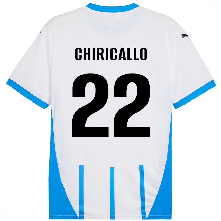 Niño Fútbol Camiseta Giovanni Chiricallo #22 Blanco Azul 2ª Equipación 2024/25 Argentina