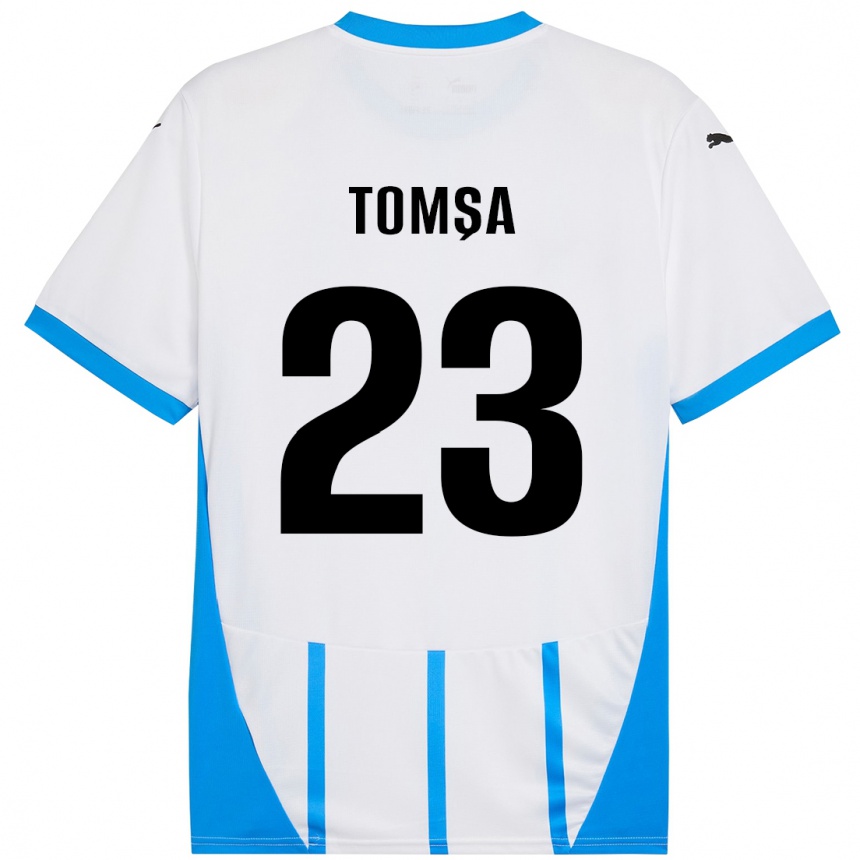 Niño Fútbol Camiseta Troy Tomșa #23 Blanco Azul 2ª Equipación 2024/25 Argentina