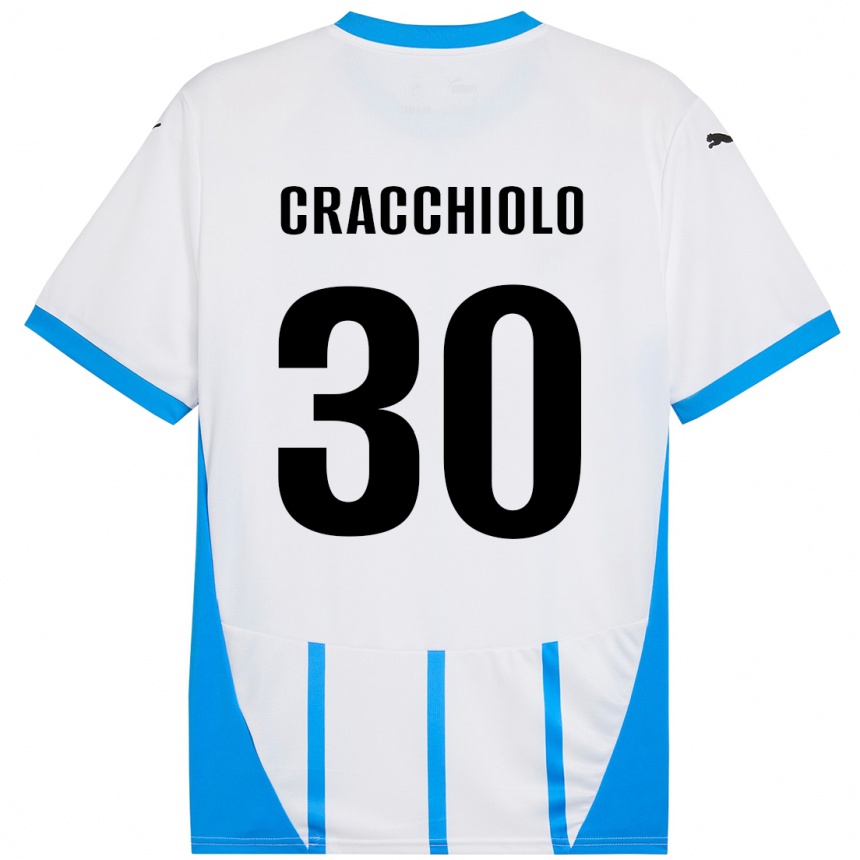 Niño Fútbol Camiseta Leonardo Cracchiolo #30 Blanco Azul 2ª Equipación 2024/25 Argentina