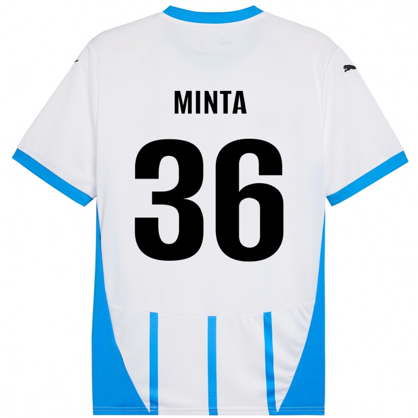 Niño Fútbol Camiseta Amoako Minta #36 Blanco Azul 2ª Equipación 2024/25 Argentina