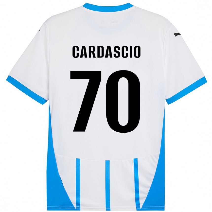 Niño Fútbol Camiseta Alessandro Cardascio #70 Blanco Azul 2ª Equipación 2024/25 Argentina