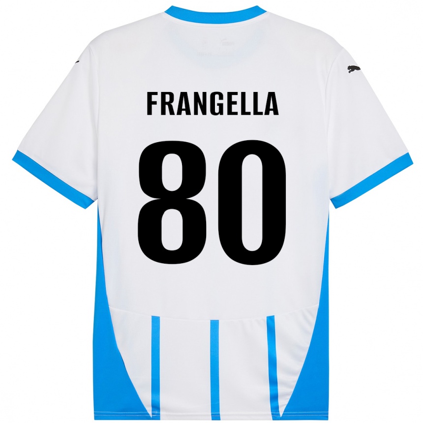 Niño Fútbol Camiseta Christian Frangella #80 Blanco Azul 2ª Equipación 2024/25 Argentina