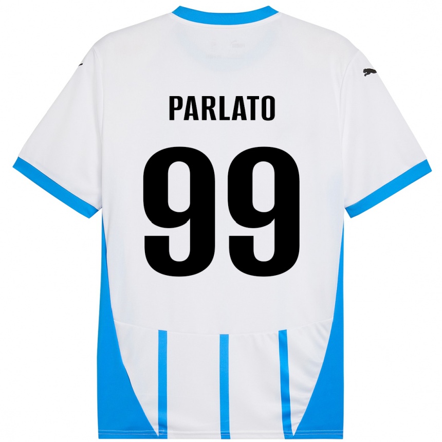 Niño Fútbol Camiseta Claudio Parlato #99 Blanco Azul 2ª Equipación 2024/25 Argentina