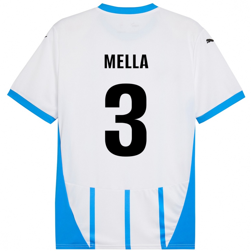 Niño Fútbol Camiseta Sara Mella #3 Blanco Azul 2ª Equipación 2024/25 Argentina