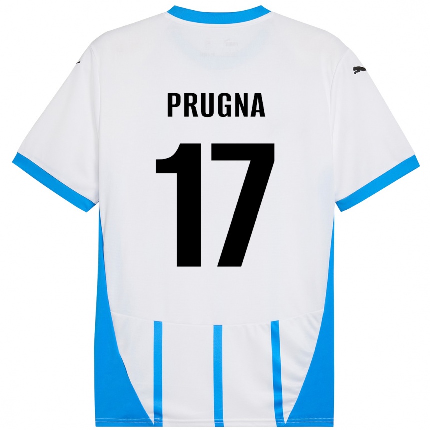 Niño Fútbol Camiseta Cecilia Prugna #17 Blanco Azul 2ª Equipación 2024/25 Argentina