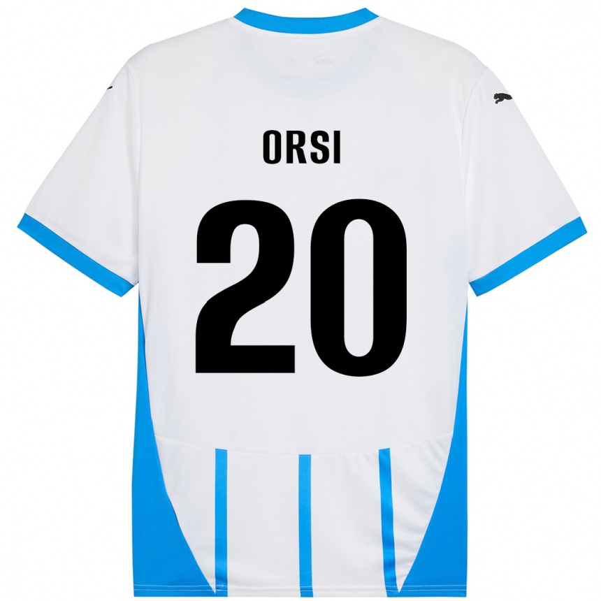 Niño Fútbol Camiseta Benedetta Orsi #20 Blanco Azul 2ª Equipación 2024/25 Argentina