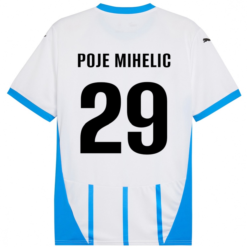 Niño Fútbol Camiseta Naja Poje Mihelič #29 Blanco Azul 2ª Equipación 2024/25 Argentina