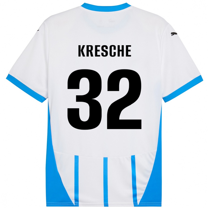 Niño Fútbol Camiseta Isabella Kresche #32 Blanco Azul 2ª Equipación 2024/25 Argentina