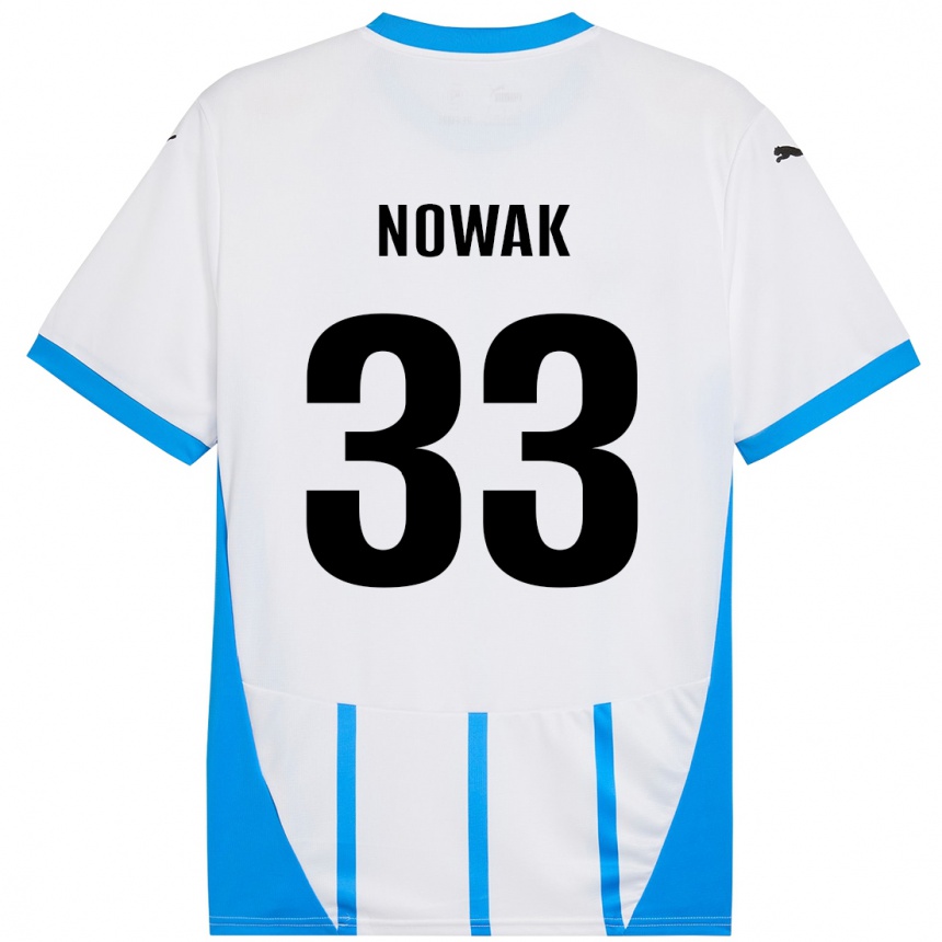 Niño Fútbol Camiseta Julie Nowak #33 Blanco Azul 2ª Equipación 2024/25 Argentina