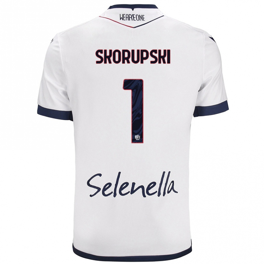 Niño Fútbol Camiseta Lukasz Skorupski #1 Blanco Azul Real 2ª Equipación 2024/25 Argentina