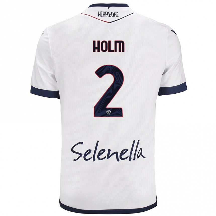 Niño Fútbol Camiseta Emil Holm #2 Blanco Azul Real 2ª Equipación 2024/25 Argentina