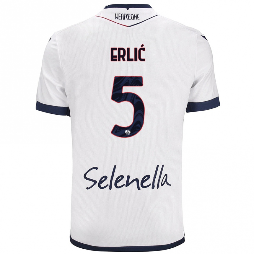 Niño Fútbol Camiseta Martin Erlić #5 Blanco Azul Real 2ª Equipación 2024/25 Argentina