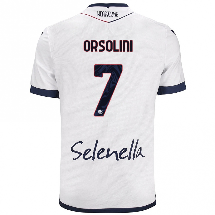 Niño Fútbol Camiseta Riccardo Orsolini #7 Blanco Azul Real 2ª Equipación 2024/25 Argentina