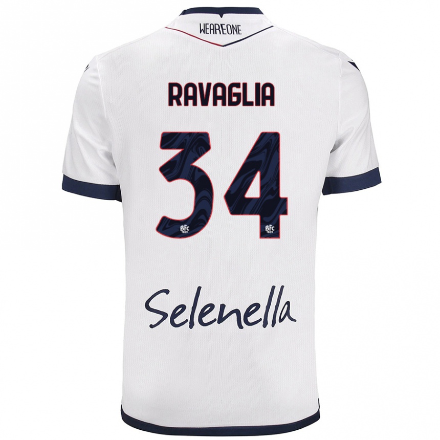 Niño Fútbol Camiseta Federico Ravaglia #34 Blanco Azul Real 2ª Equipación 2024/25 Argentina