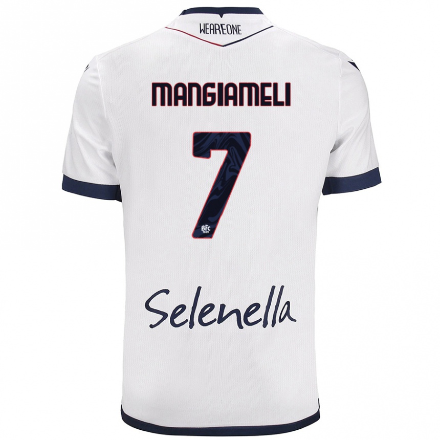 Niño Fútbol Camiseta Federico Mangiameli #7 Blanco Azul Real 2ª Equipación 2024/25 Argentina